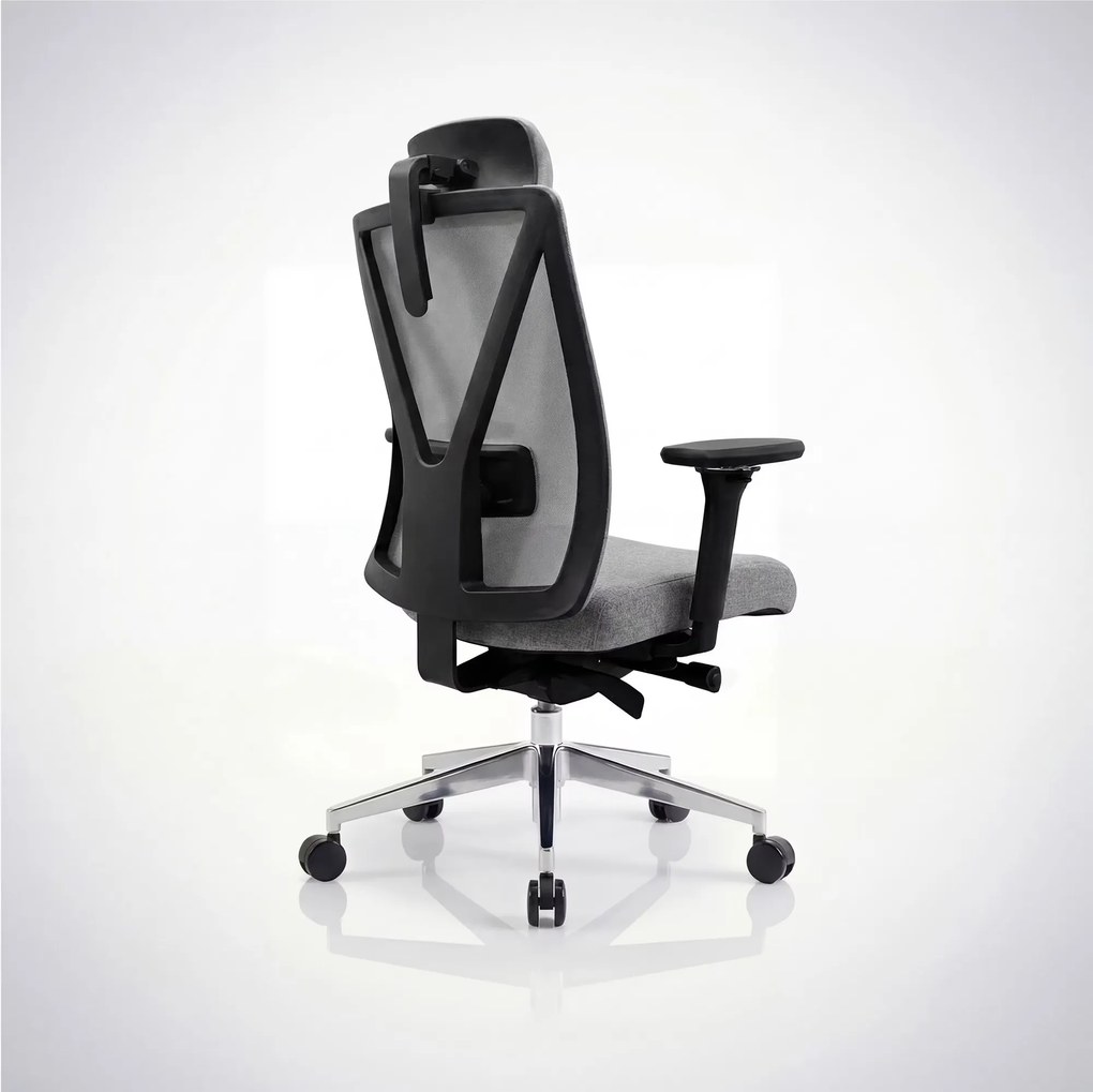 Fotel biurowy ergonomiczny szary z siatką VECTOR