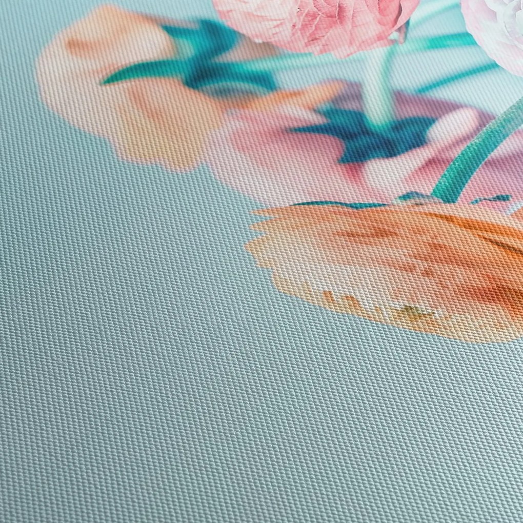 Obraz - Kwiaty w wazonie (z zegarem) (90x30 cm)