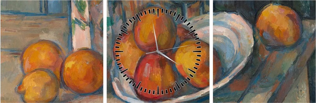 Obraz - Paul Cézanne, Still Life with Milk Jug and Fruit, reprodukcje (z zegarem) (90x30 cm)