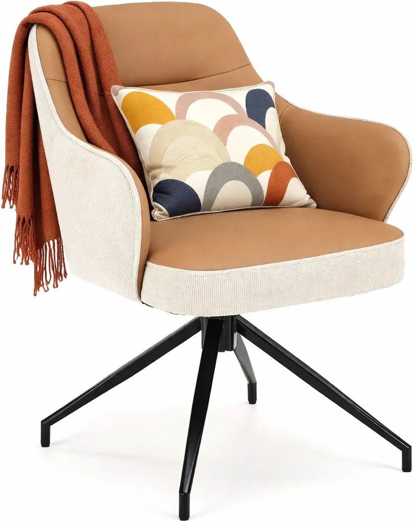 Brązowy obrotowy fotel tapicerowany S5-N71