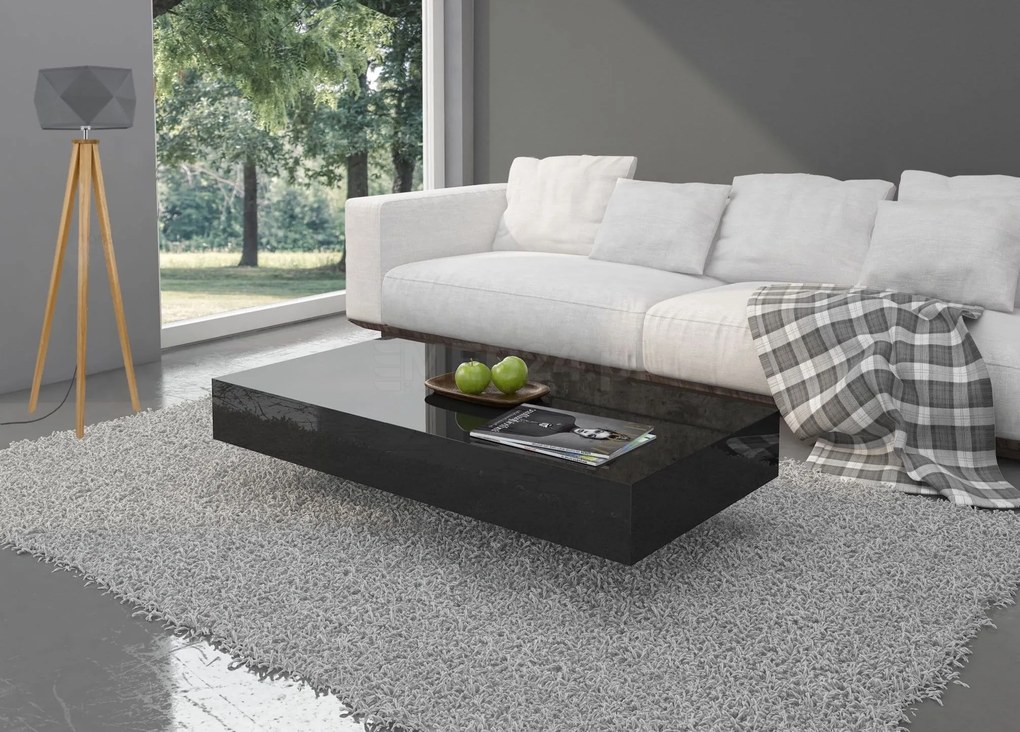 Niski stolik kawowy Pixel 120x60 cm, kolor czarny połysk