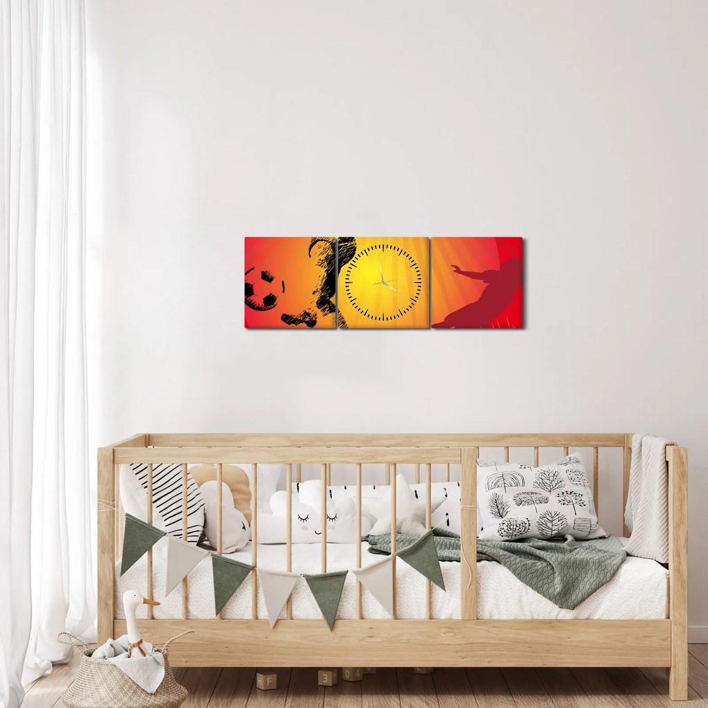 Obraz - Piłka nożna (z zegarem) (90x30 cm)