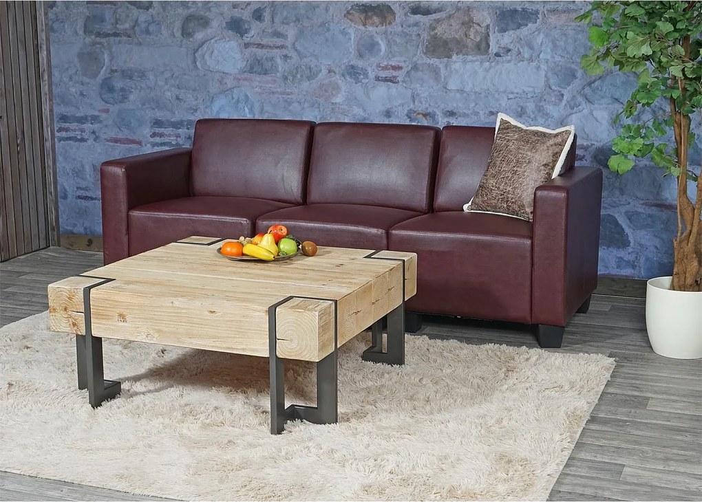 3-osobowa sofa Moncalieri,  czerwono-brązowa