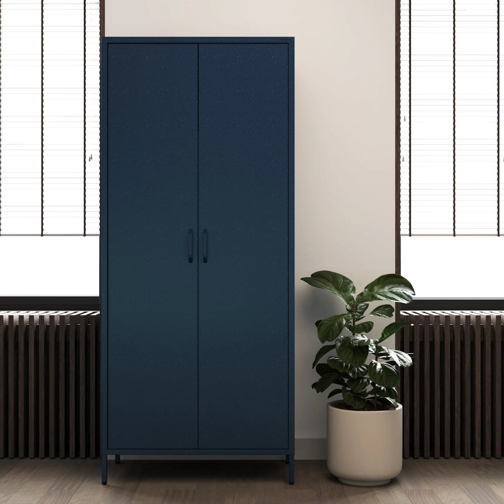 Szafa na ubrania metalowa granatowa: Modern FLAVIO, 800 x 1850 x 450 mm