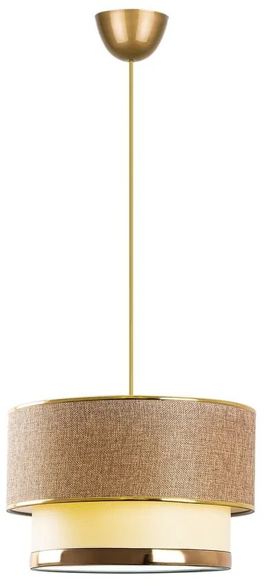 Lampa wisząca w beżowo-złotym kolorze z tekstylnym kloszem ø 30 cm Cake – Opviq lights