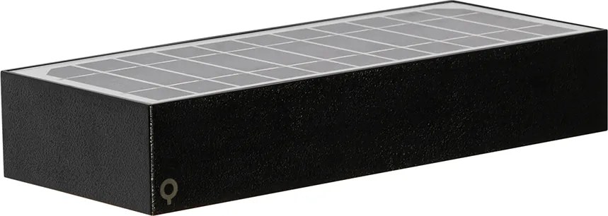 Lampa ścienna zewnętrzna czarna ze światłem ściemnianym i czujnikiem na panelach słonecznych - Kayo