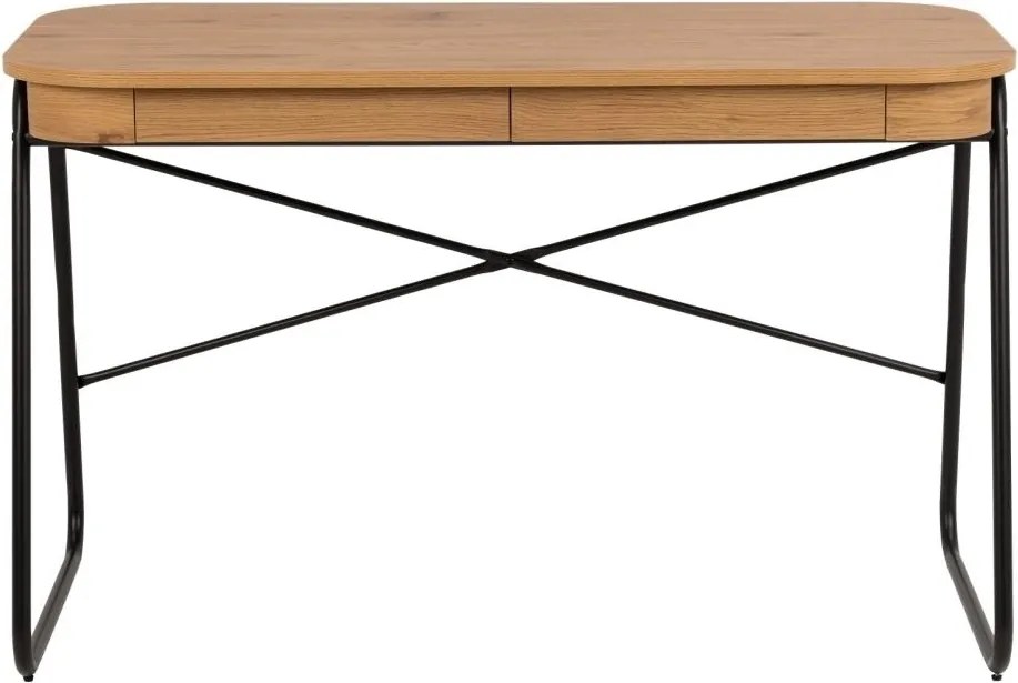 Biurko komputerowe z szufladami Blueton w stylu loft, kolor dąb/czarny