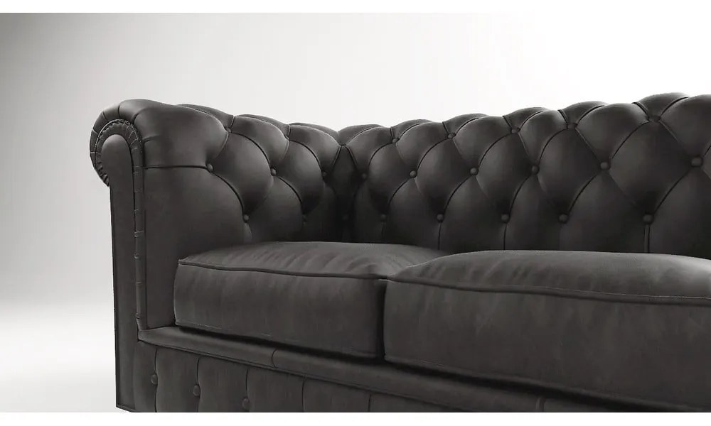 Antracytowa aksamitna sofa 230 cm Cambridge – Ropez