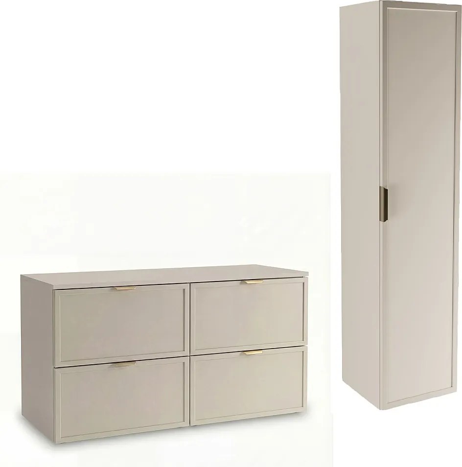 Kaszmirowy Zestaw do Łazienki 120cm Szafka z Blatem Słupek Fronty Ramka Roma