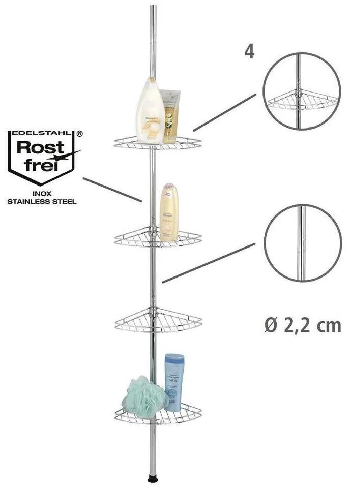 Teleskopowa, narożna półka łazienkowa PREA - aż 4 poziomy, WENKO