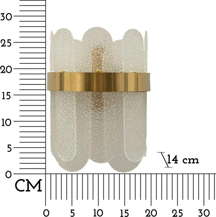 Szklany kinkiet w kolorze złota Gris – Mauro Ferretti