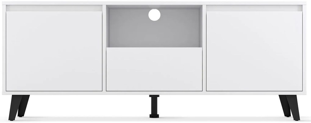 Biała skandynawska szafka RTV na nóżkach W7-Z64