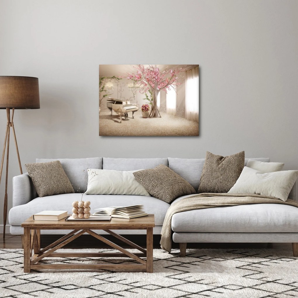 Obraz - Wymarzone wnętrze z fortepianem (70x50 cm)