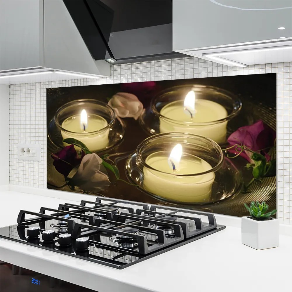 Szkło do Kuchni na Ścianę Blask Świec W Ciemności