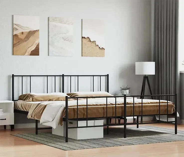 Czarne metalowe łóżko małżeńskie 200x200cm - Quzi