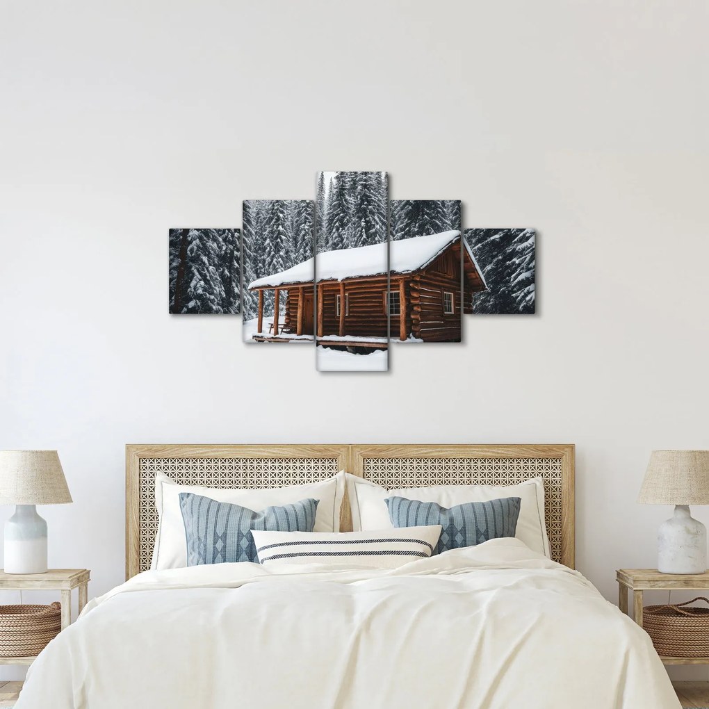 Obraz - Pokryta śniegiem chata (125x70 cm)