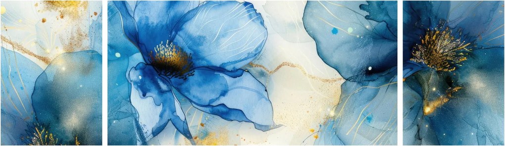 Obraz - Kwiatowy, malowany tuszem (170x50 cm)