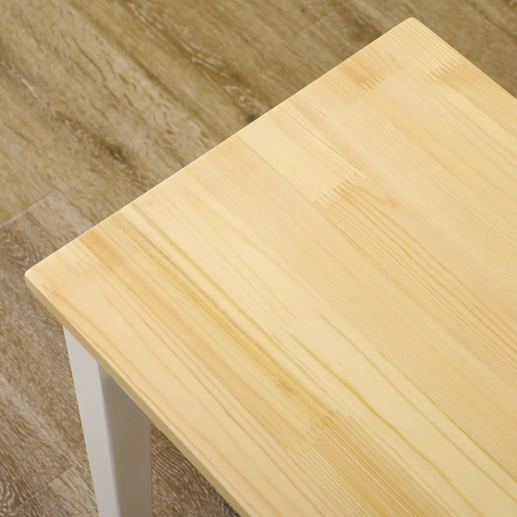 HOMCOM Ławka drewniana 2-osobowa, Ławka z drewna litego, lakierowane, Naturalny + Biały