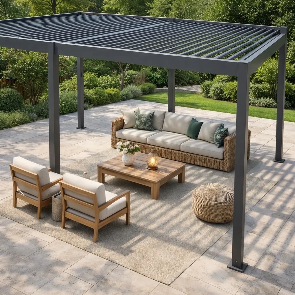 Pergola ogrodowa lamelowa 3x6 m antracyt XT-3652 regulowany dach