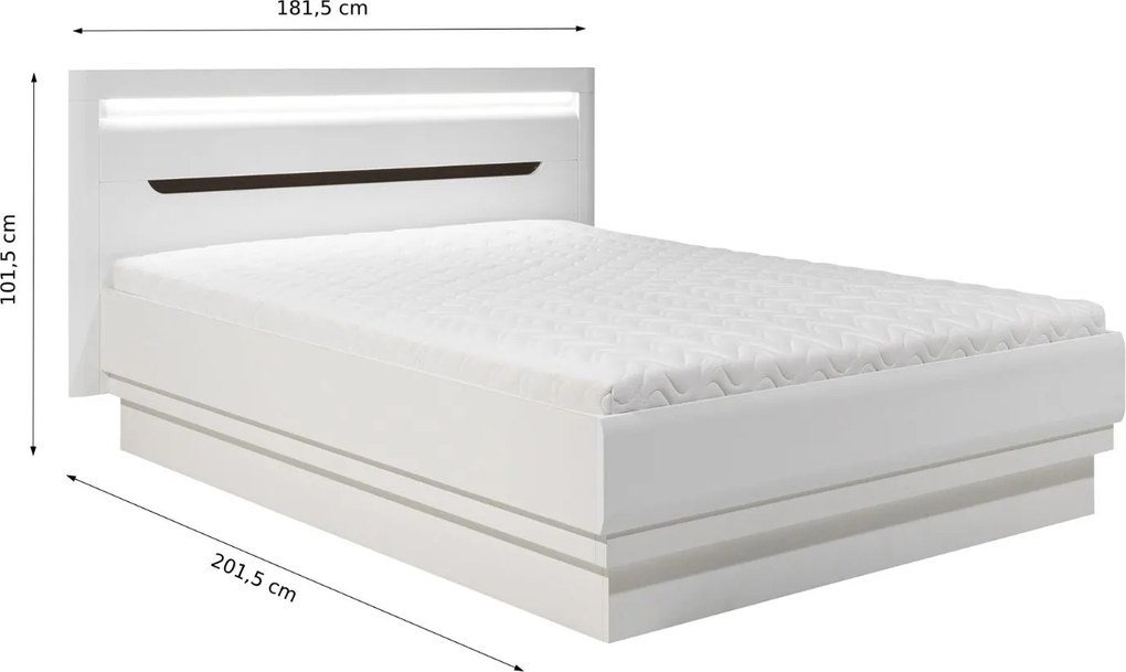 Łóżko Drewniane Dwuosobowe 160x200 cm z Pojemnikiem IVORY Białe Nowoczesne