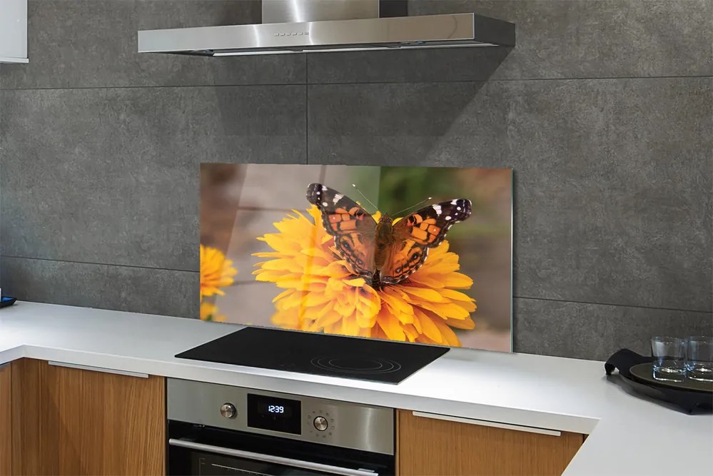 Panel szklany do Kuchni Barwny Motyl w Zbliżeniu