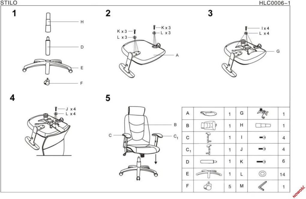 Tapicerowany fotel biurowy z zagłówkiem Stilo 2