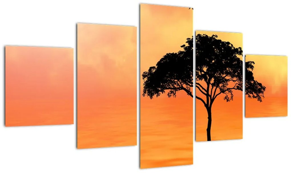 Obraz drzewa o zachodzie słońca (125x70 cm)