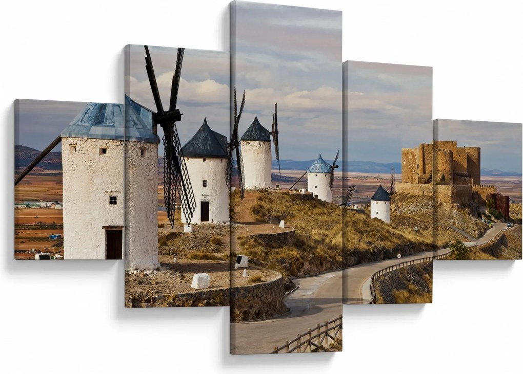 Obraz - Wiatraki Consuegra, Hiszpania (125x70 cm)