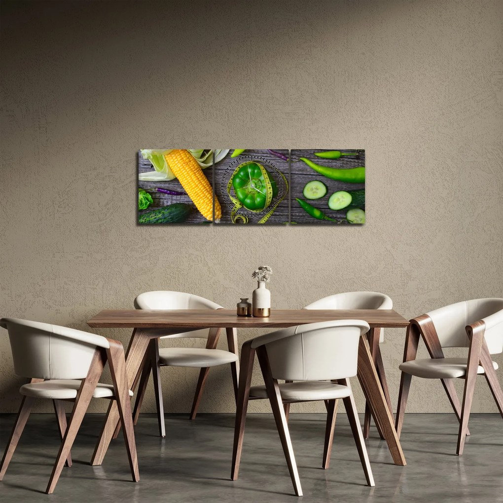 Obraz z warzywami (z zegarem) (90x30 cm)