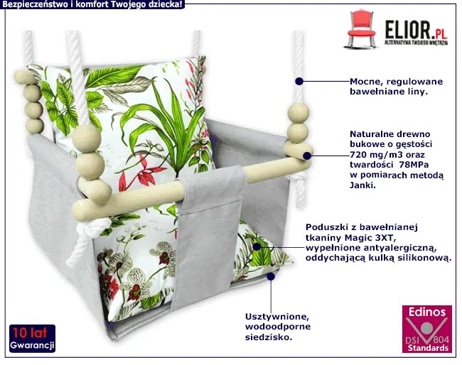 Drewniana bujawka dla dzieci liście C0-H04