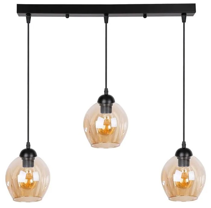 Czarna lampa wisząca ze szklanym kloszem 14x70 cm Aspa – Candellux Lighting