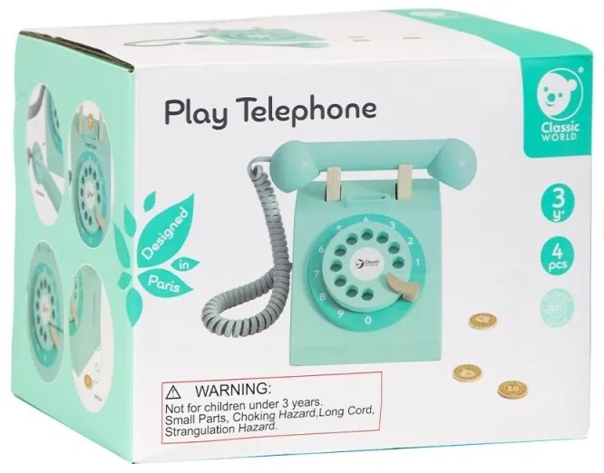 Classic world klasyczny drewniany telefon dla dzieci 4 el.