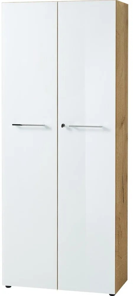 Biała szafa w dekorze dębu 80x196 cm Monteria – Germania