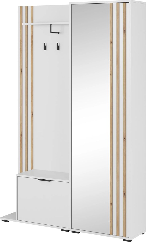Masseno Garderoba NELIANA 131/192/40 cm do Przedpokoju Nowoczesna Biała