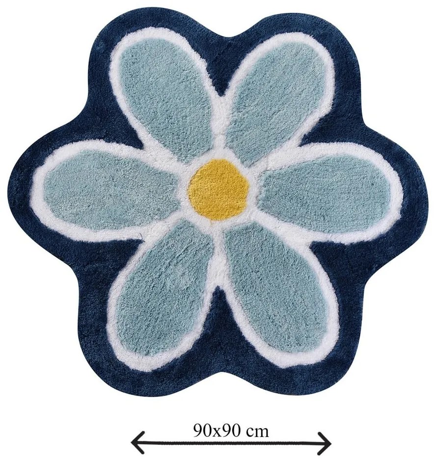 Niebieski dywanik łazienkowy ø 90 cm Flower – Foutastic