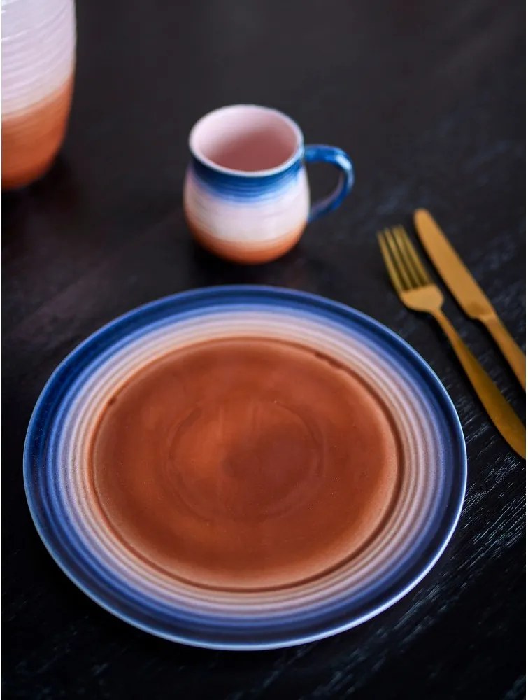 Niebieskio-pomarańczowe kamionkowe talerze zestaw 4 szt. ø 27 cm Tatum – Bloomingville