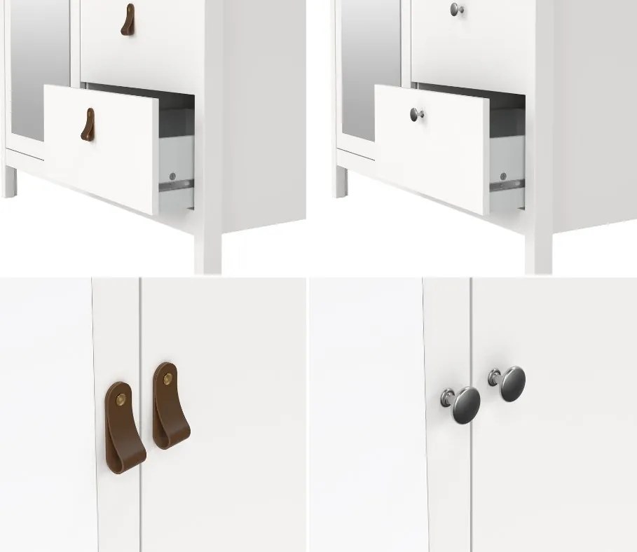 Dwudrzwiowa szafa z lustrem i szufladami Madrid, biały mat