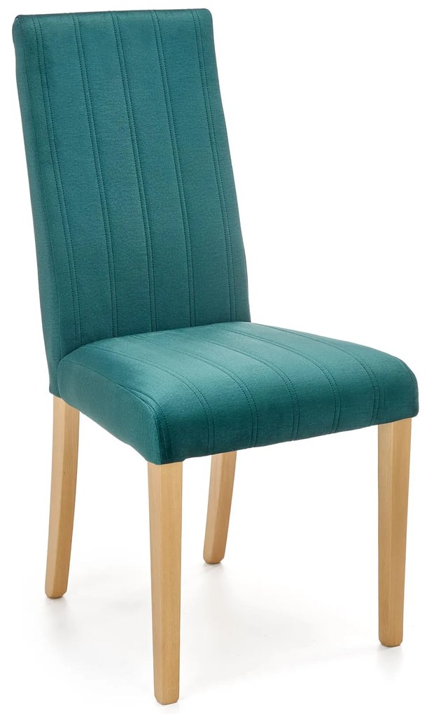 Drewniane krzesło tapicerowane DIEGO 3 dąb miodowy velvet pikowany Pasy MONOLITH 37 ciemny zielony
