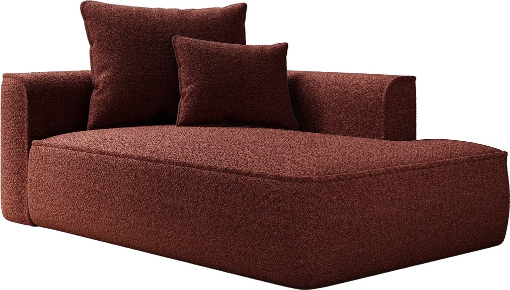 Szezlong prosty z bordowej tkaniny szenilowej PINETA