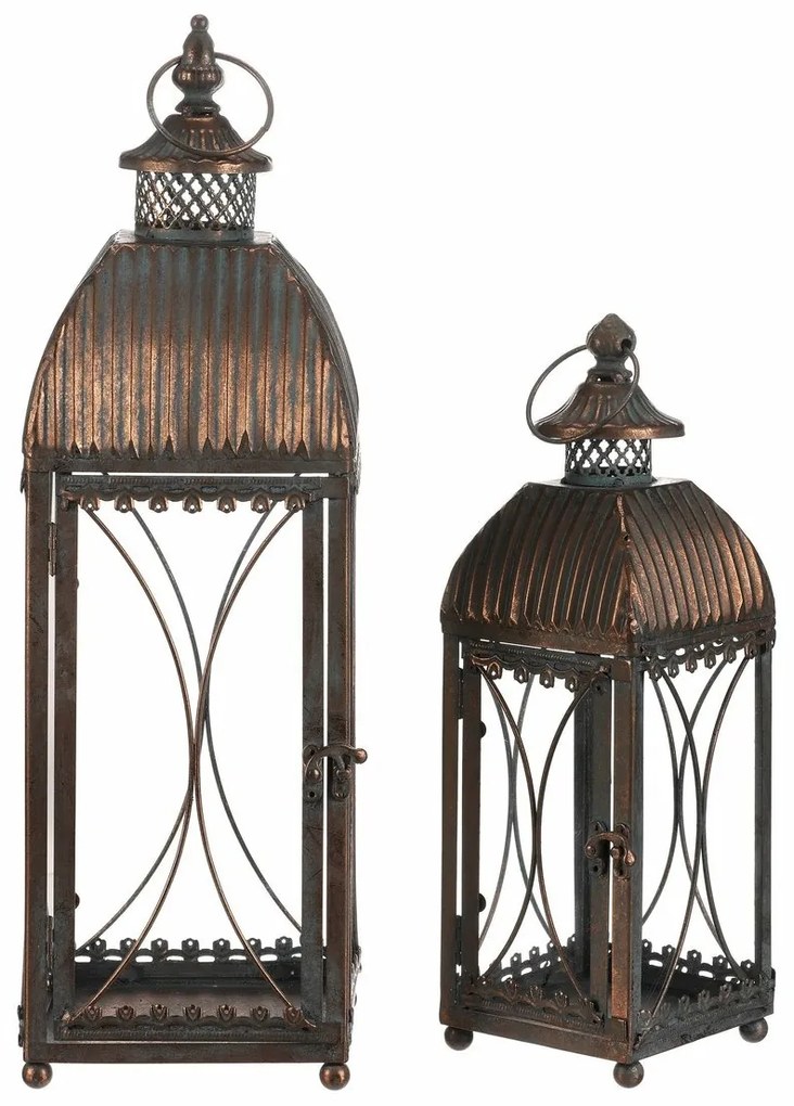 Zestaw metalowych latarni Romance, 2 szt., miedź