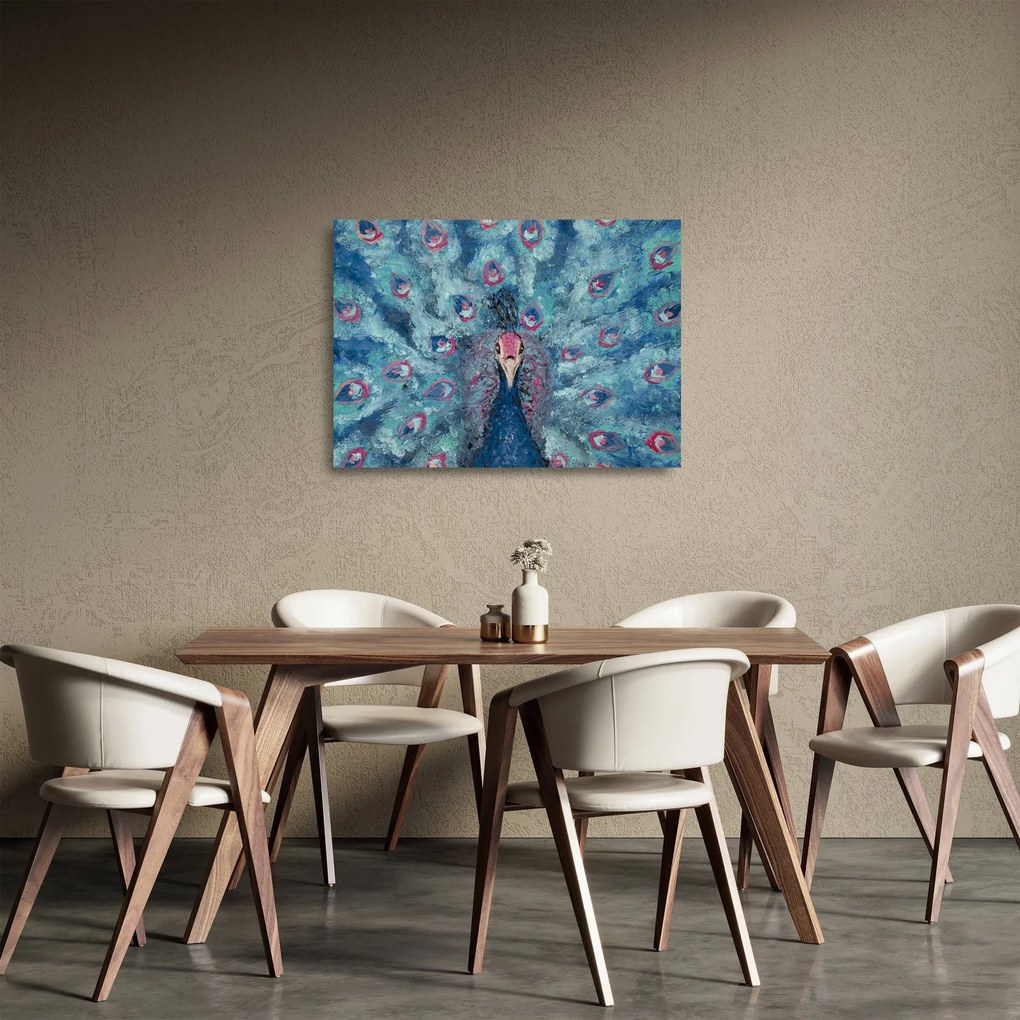 Obraz na szkle namalowanego pawia (70x50 cm)