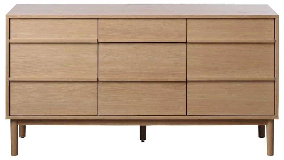 Niska komoda w dekorze dębu 75x140 cm Ponza – Unique Furniture