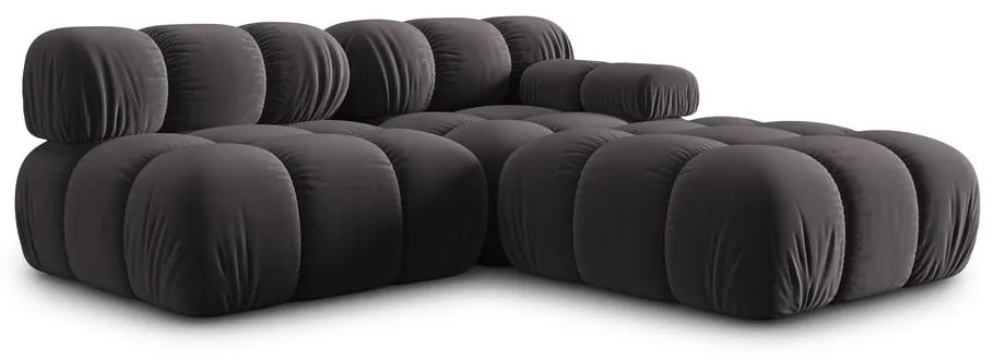 Ciemnoszara aksamitna sofa 282 cm Bellis – Micadoni Home