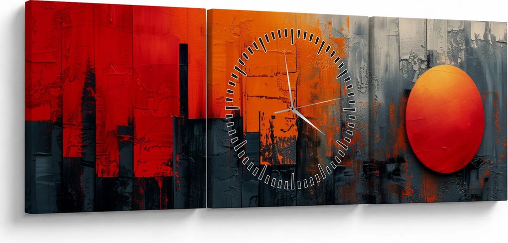 Obraz - Abstrakcyjny obraz miasta (z zegarem) (90x30 cm)