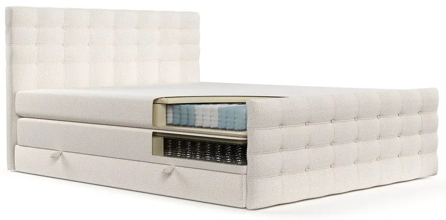 Kremowe łóżko boxspring ze schowkiem 180x200 cm Blend – Maison de Rêve