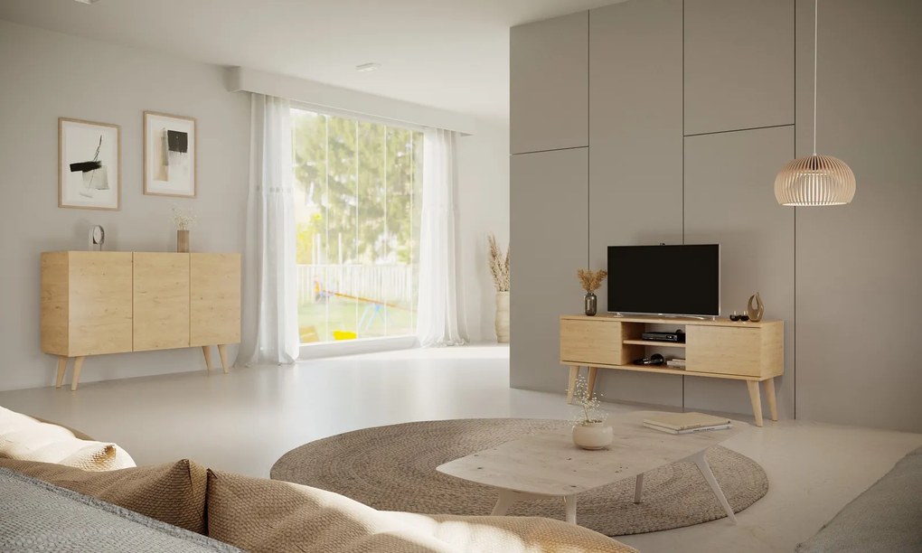 Szafka RTV w stylu skandynawskim Toronto 120 dąb artisan