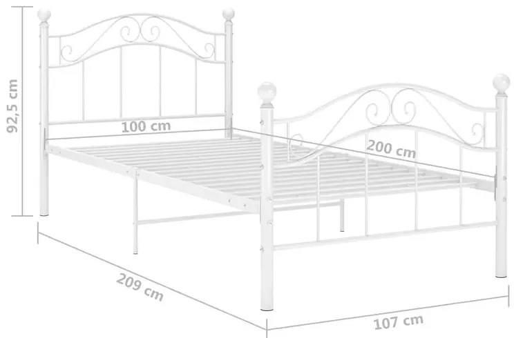 Białe loftowe łóżko z metalu 100x200 cm - Zaxter