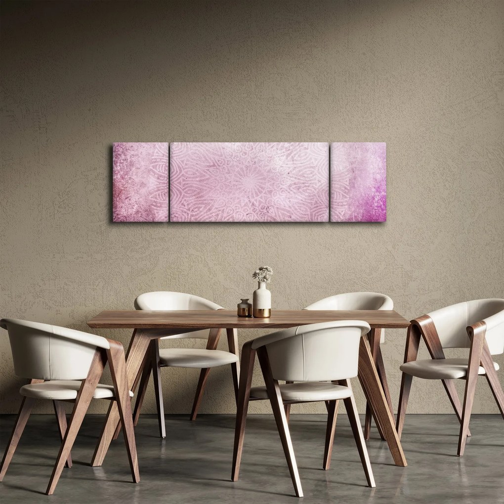 Obraz - Mandala na różowej ścianie (170x50 cm)