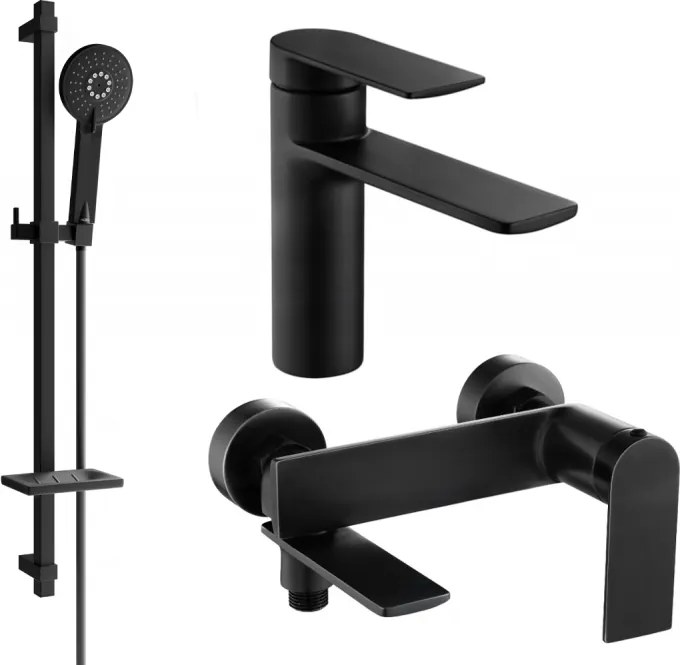 Mexen Zero DQ40 zestaw wannowy, czarny - 71103DQ40-70