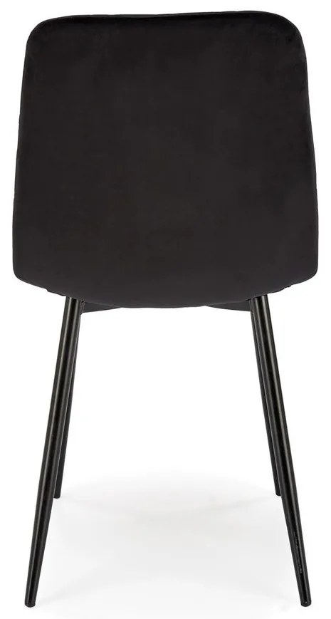 Czarne welurowe krzesło z oparciem na czarnych nogach K525